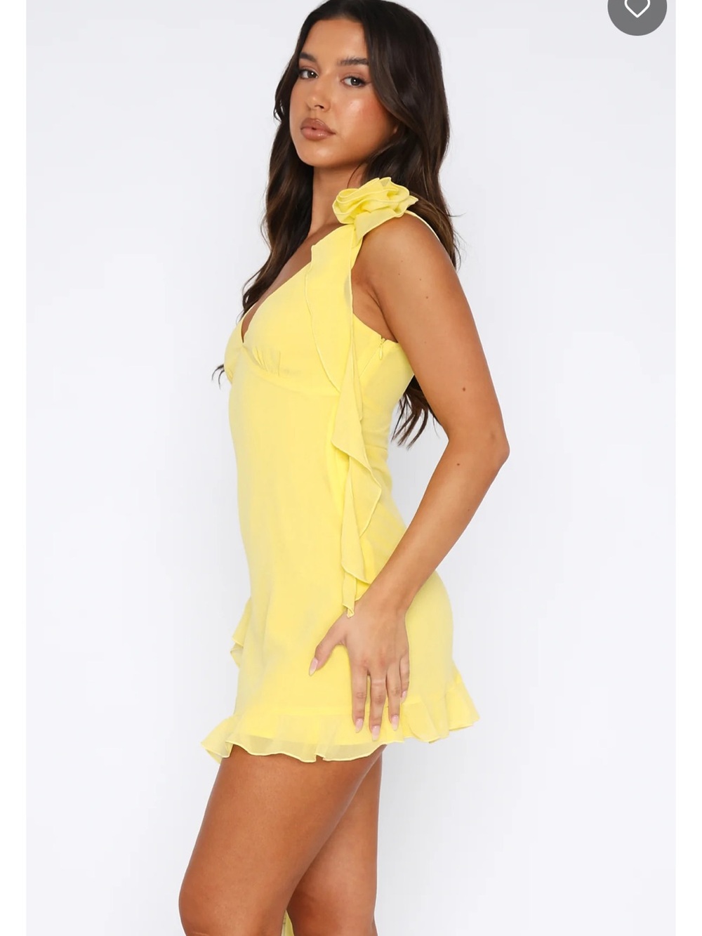 Wildfox Yellow One-Shoulder Ruffle Mini Dress - Picture 3 of 8